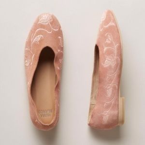 ANTHROPOLOGIE Huma Blanco Rosebud Embroidered Flat